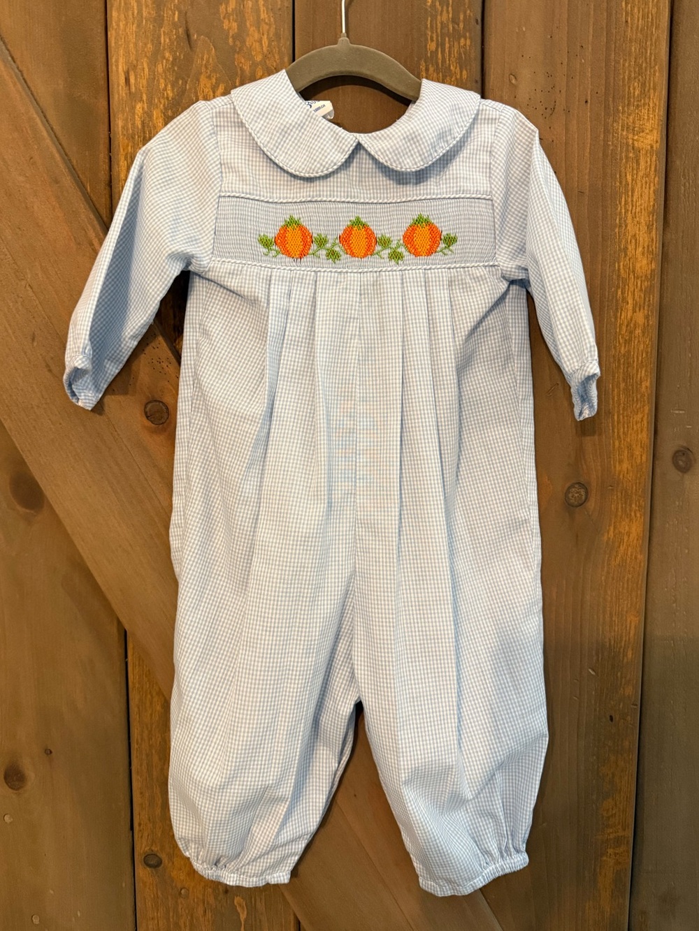 Bailey Boys Smocked Pumpkin Long Bubble